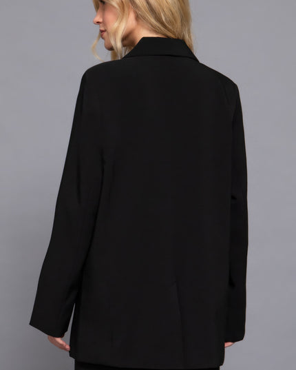 Notched Collar Long Sleeve Blazer