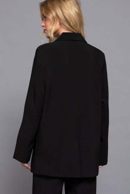 Notched Collar Long Sleeve Blazer