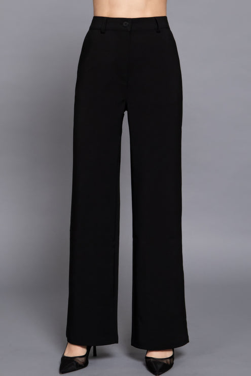 Elastic Back Straight-Leg Woven Pants