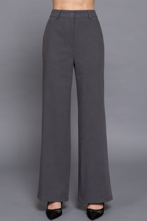 Elastic Back Straight-Leg Woven Pants