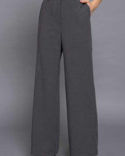 Elastic Back Straight-Leg Woven Pants