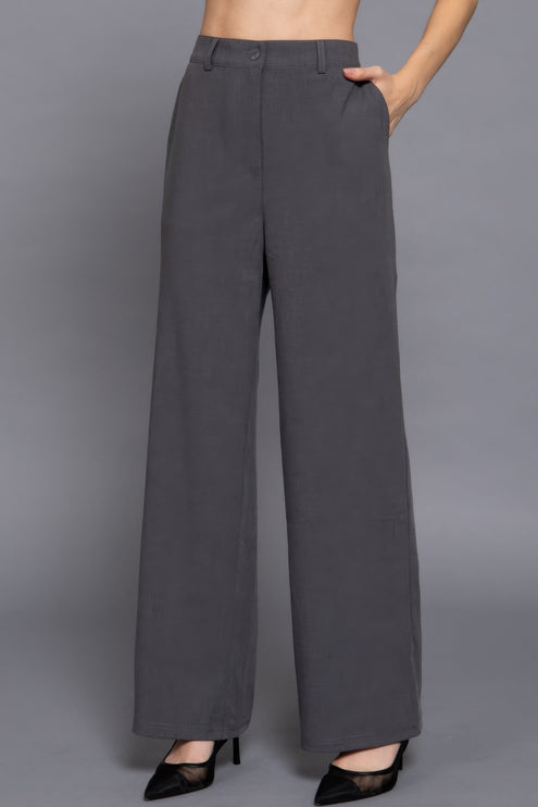 Elastic Back Straight-Leg Woven Pants