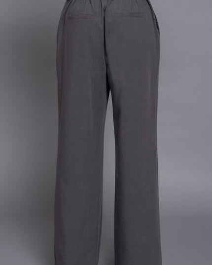 Elastic Back Straight-Leg Woven Pants