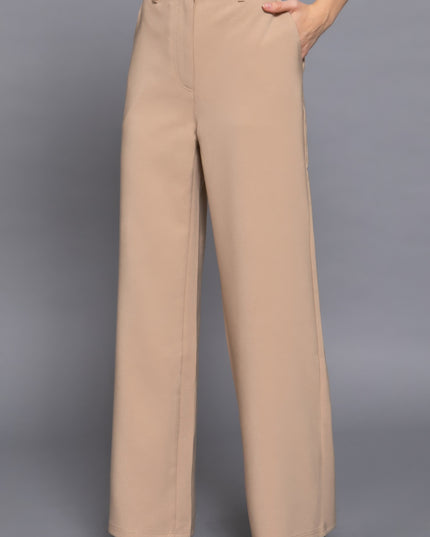 Elastic Back Straight-Leg Woven Pants