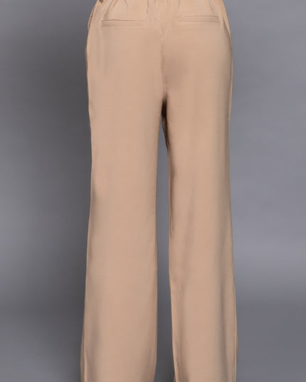 Elastic Back Straight-Leg Woven Pants