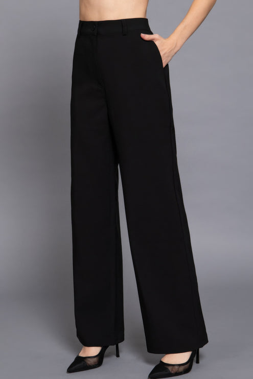 Elastic Back Straight-Leg Woven Pants