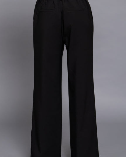 Elastic Back Straight-Leg Woven Pants