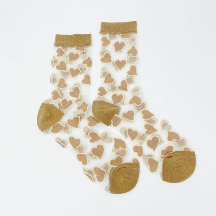 Adorable Love Heart Pattern Sheer Lightweight Socks