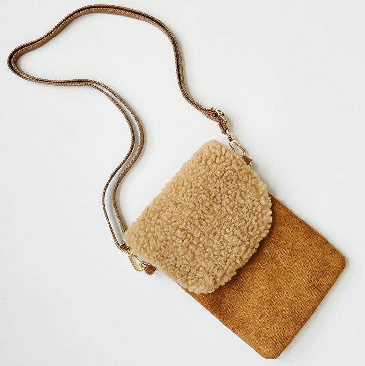 Cute Handy Suede Fuzzy Design Phone Messenger Crossbody Bag