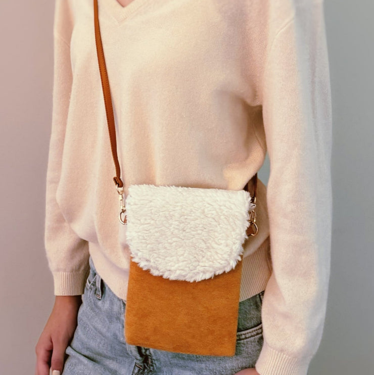 Cute Handy Suede Fuzzy Design Phone Messenger Crossbody Bag