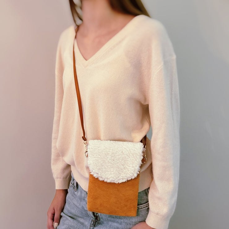 Cute Handy Suede Fuzzy Design Phone Messenger Crossbody Bag