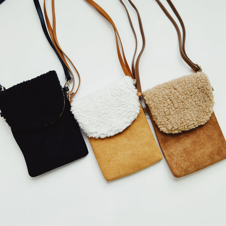 Cute Handy Suede Fuzzy Design Phone Messenger Crossbody Bag