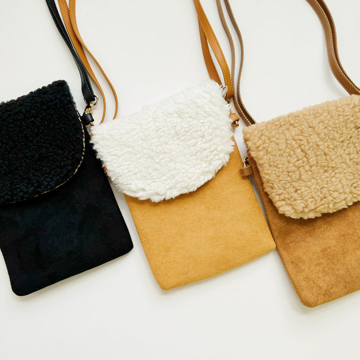 Cute Handy Suede Fuzzy Design Phone Messenger Crossbody Bag