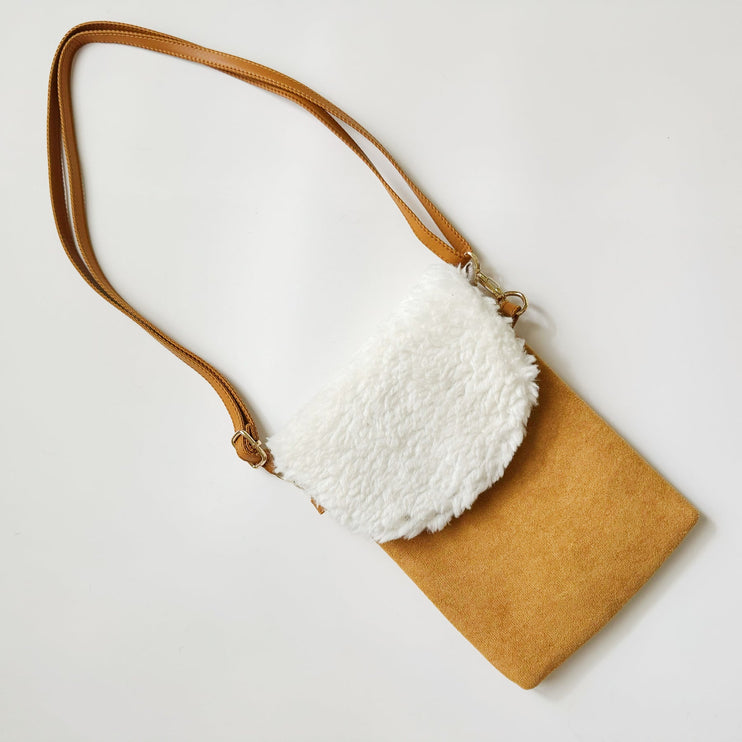 Cute Handy Suede Fuzzy Design Phone Messenger Crossbody Bag