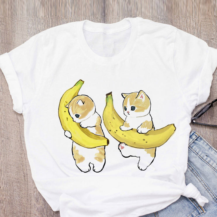 Cute Cat Funny Cartoon Harajuku Graphic Ulzzang Top T-shirt Tee