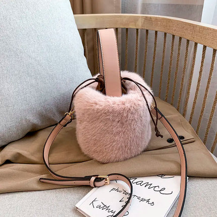 Soft Chic Faux Fur Plush Mini Shoulder & Crossbody Bucket Bag