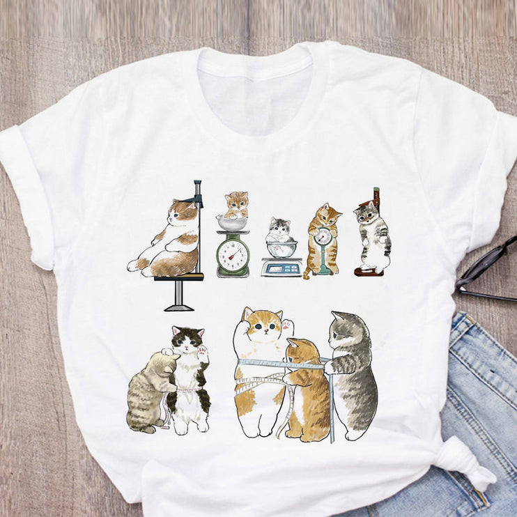 Cute Cat Funny Cartoon Harajuku Graphic Ulzzang Top T-shirt Tee