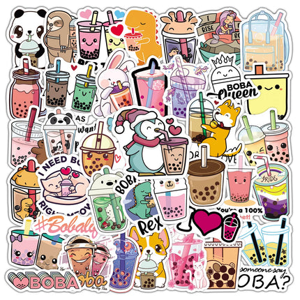 Lot Mixed Cartoon Anime Bubble Boba Tea Stickers Cute Bubble Tea Decal Stickers