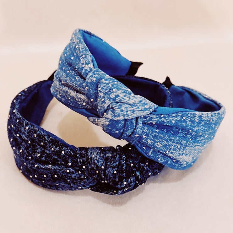 Chic Sparkling Shine Stud Distressed Denim Jean Hair Headband