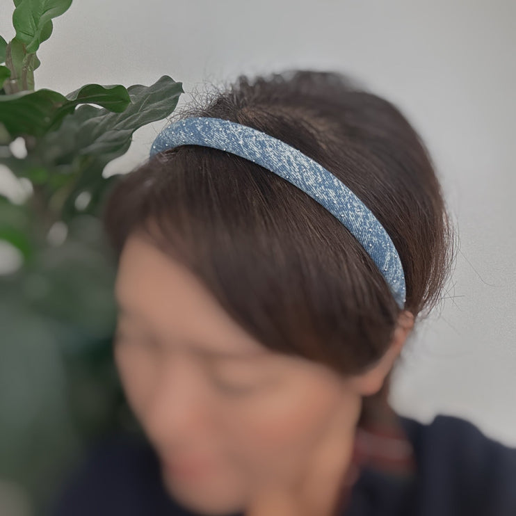 Chic Slim And Sparkling Shine Stud Denim Jean Hair Headband Set Of 2