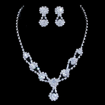 Bridal Wedding Jewelry Set Crystal Rhinestone Flower - Accessoriesforever