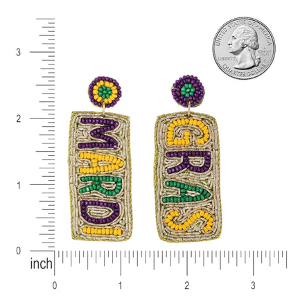 Mardi Gras Beaded Iconic Handmade Festive Statement Dangle Earrings