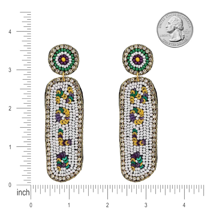 NOLA Beaded Mardi Gras Handmade Festive Statement Drop Earrings