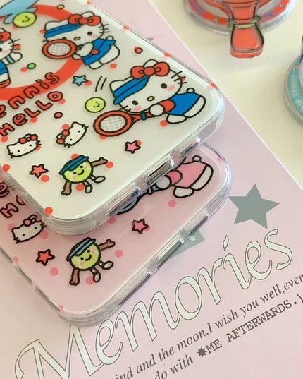 Cute Cartoon Sanrio Hello Kitty Magnetic Grip Holder MagSafe Wireless Charge Phone Case for iPhone