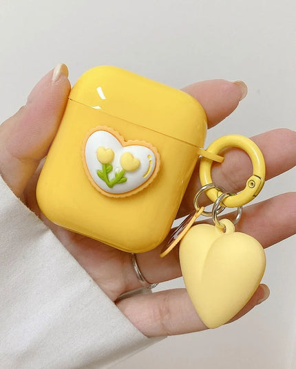 Cute 3D Love Floral Heart Earphone Headphone Case for AirPods