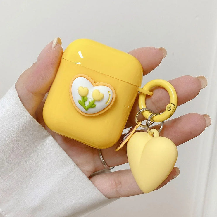 Cute 3D Love Floral Heart Earphone Headphone Case for AirPods