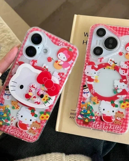 Cute Sanrio Hello Kitty Christmas Holiday Magnetic Holder MagSafe Phone Case Cover for iPhone