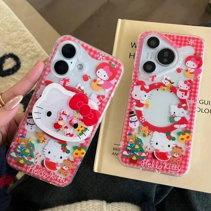 Cute Sanrio Hello Kitty Christmas Holiday Magnetic Holder MagSafe Phone Case Cover for iPhone