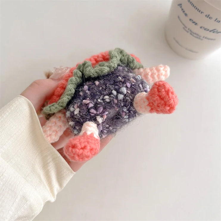 Cute Long Pigtails Knitted Wool Plush Girl Earphone Headphone Case Cover AirPods