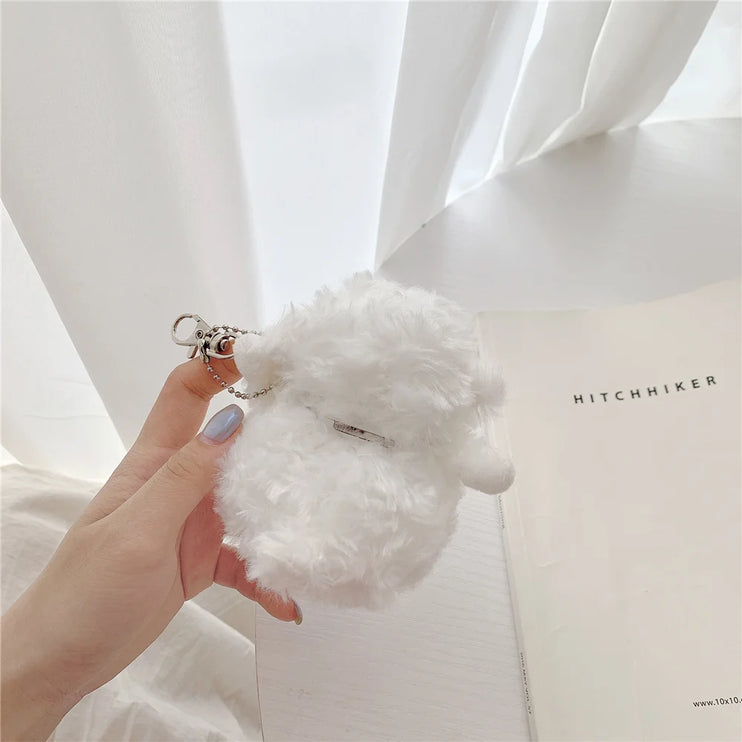 Cute Soft Fluffy Plush Sheep Cartoon Earphone Headphone Case AirPods