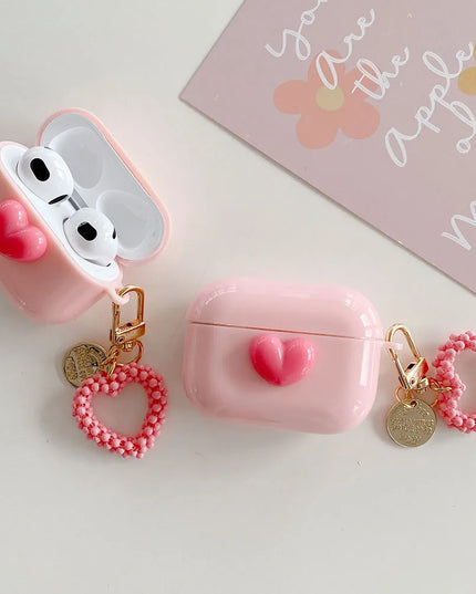 Cute 3D Love Heart Design Earphone Headphone Case for AirPods