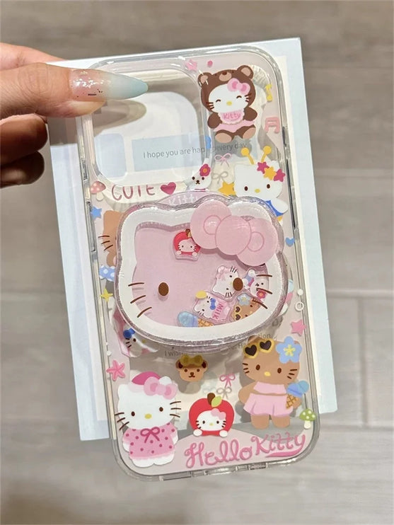 Cute 3D Hello Kitty MagSafe Wireless Charge Stand Phone Case Cover for iPhone