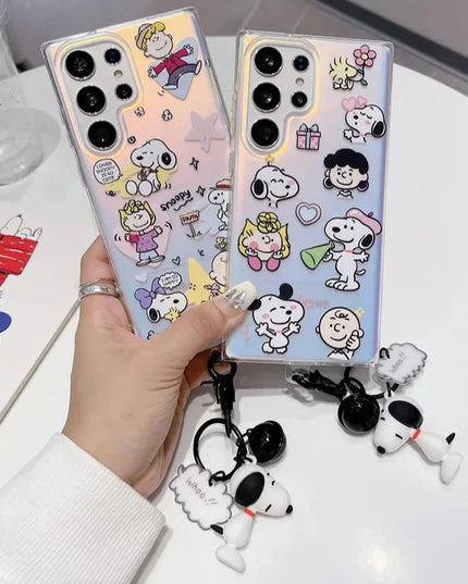 Cute Snoopy Lucy Woodstock Keychain Charm Phone Case Cover for Samsung Galaxy