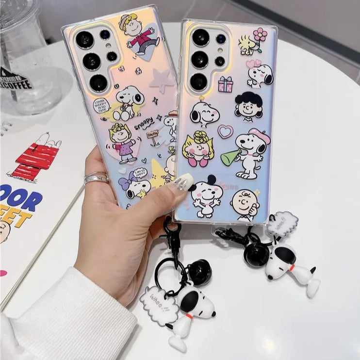 Cute Snoopy Lucy Woodstock Keychain Charm Phone Case Cover for Samsung Galaxy