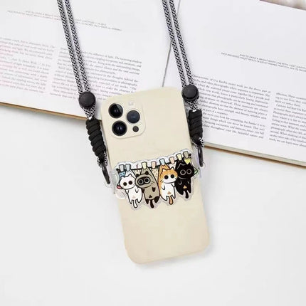 Universal Cute Cartoon Cat & Dog Phone Lanyard Crossbody Strap for iPhone & Android