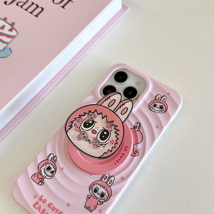 Kawaii Cartoon Labubu Magnetic Grip Holder MagSafe Wireless Charging Phone Case for iPhone