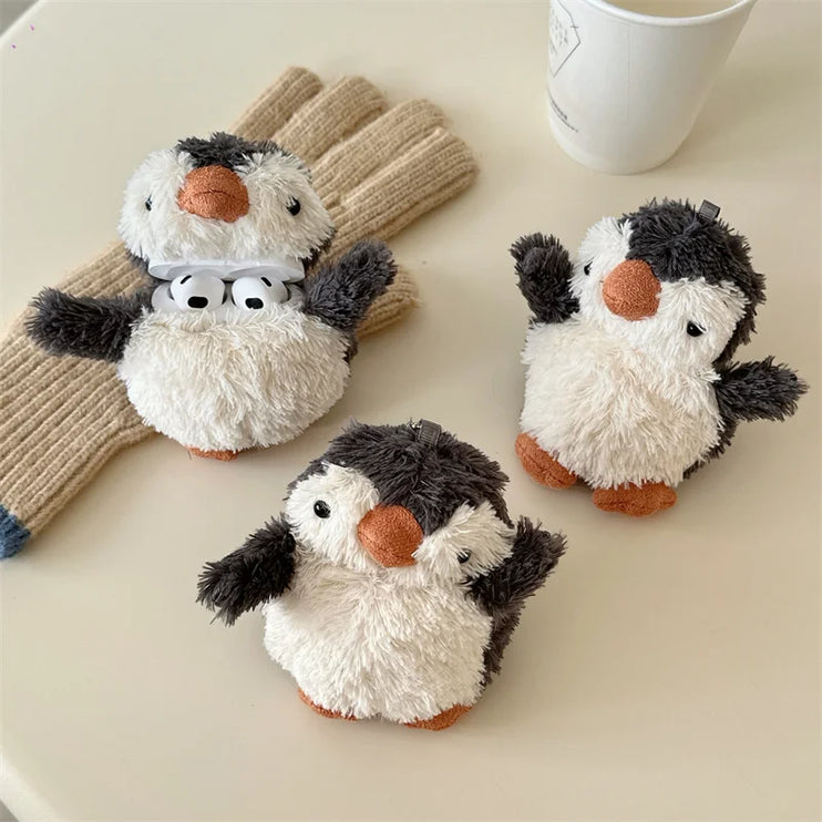 Cute Soft Fluffy Plush Penguin Earphone Headphone Case Cover for AirPods