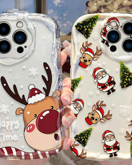 Christmas Holiday Santa & Reindeer Design Phone Case Cover for iPhone