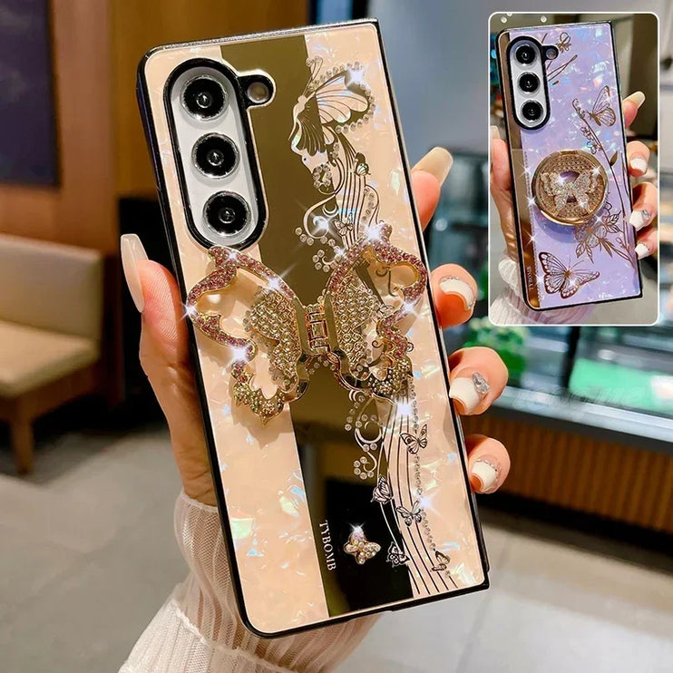 Luxury Butterfly Phone Case with Ring Stand Holder for Samsung Galaxy Z Fold Series