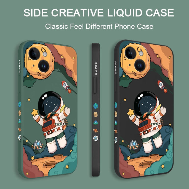 Playful Astronaut Side Pattern Design iPhone Protective Phone Case Cover