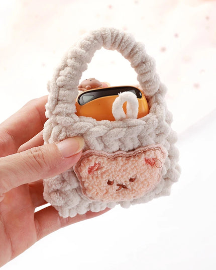 Cute Handmade Crochet Teddy Bear Earphone Headphone Case Storage Bag for AirPods