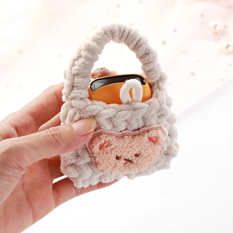 Cute Handmade Crochet Teddy Bear Earphone Headphone Case Storage Bag for AirPods