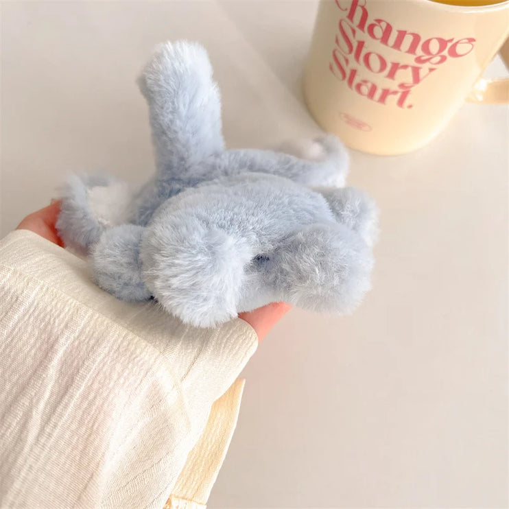 Kawaii Fluffy Elephant AirPods Case - Plush Protection for Your Earbuds