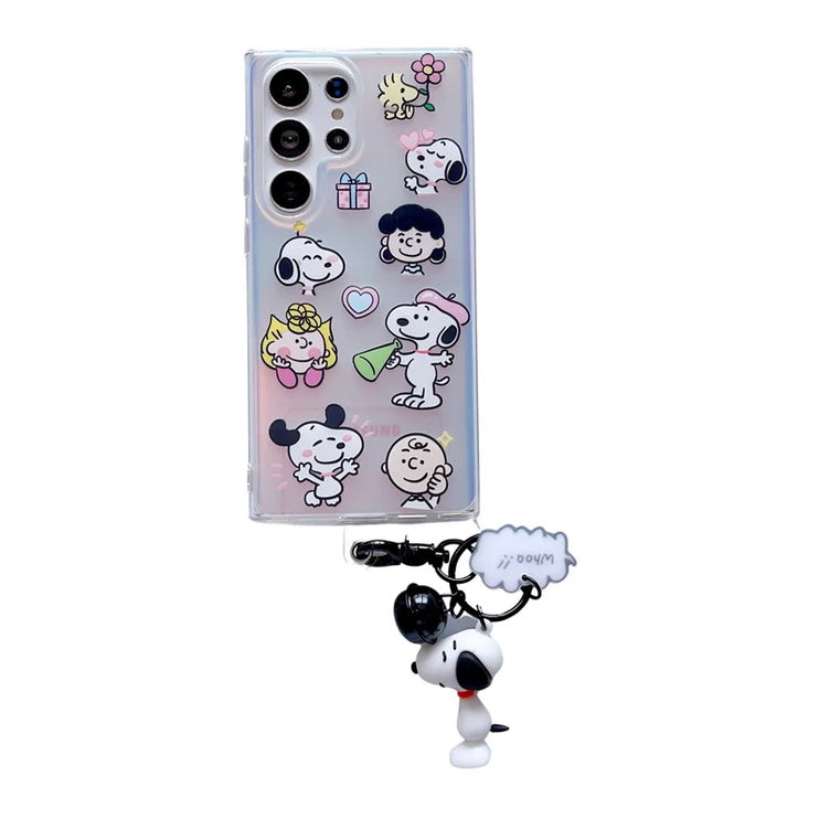 Cute Snoopy Lucy Woodstock Keychain Charm Phone Case Cover for Samsung Galaxy