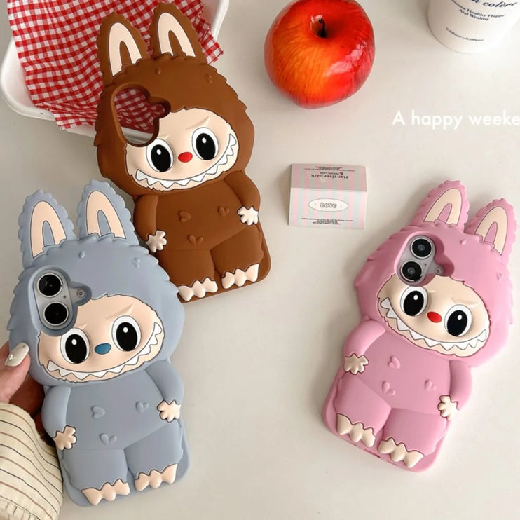 Cute 3D Labubu Soft Protective Phone Case Cover for iPhone