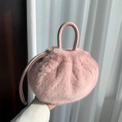 Cute Soft Fluffy Faux Fur Fashion Handbag Shoulder & Crossbody Bag